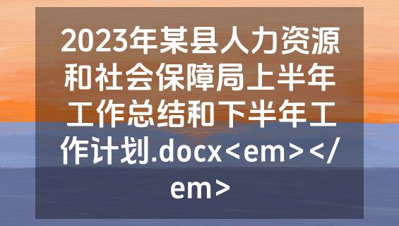 2023年某县人力资源和社会保障局上半年工作总结和下半年工作计划.docx<em></em>