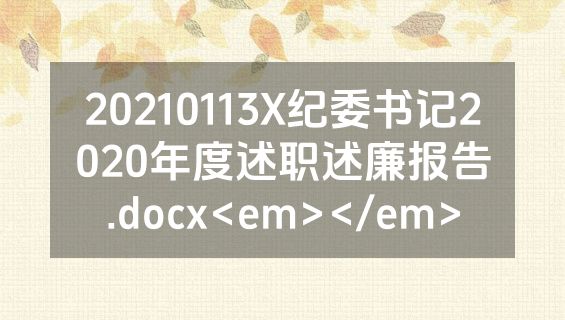 20210113X纪委书记2020年度述职述廉报告.docx<em></em>