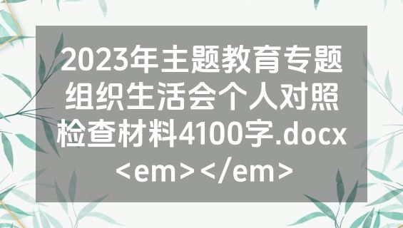 2023年主题教育专题组织生活会个人对照检查材料4100字.docx<em></em>