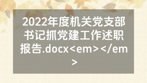 2022年度机关党支部书记抓党建工作述职报告.docx<em></em>