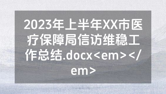 2023年上半年XX市医疗保障局信访维稳工作总结.docx<em></em>