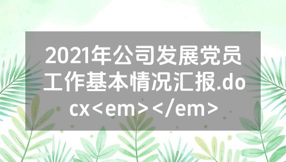 2021年公司发展党员工作基本情况汇报.docx<em></em>