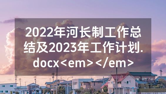 2022年河长制工作总结及2023年工作计划.docx<em></em>