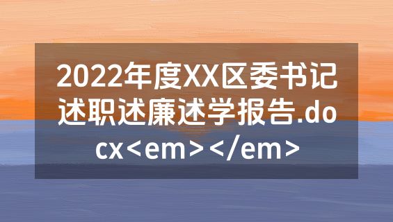 2022年度XX区委书记述职述廉述学报告.docx<em></em>