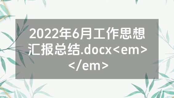 2022年6月工作思想汇报总结.docx<em></em>