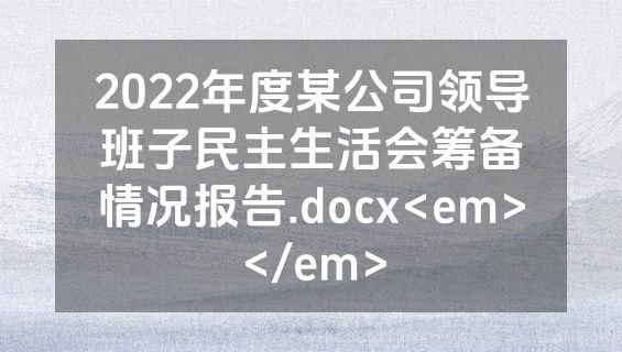 2022年度某公司领导班子民主生活会筹备情况报告.docx<em></em>