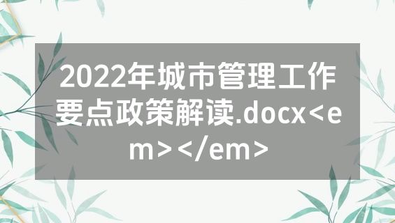 2022年城市管理工作要点政策解读.docx<em></em>
