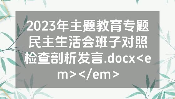 2023年主题教育专题民主生活会班子对照检查剖析发言.docx<em></em>