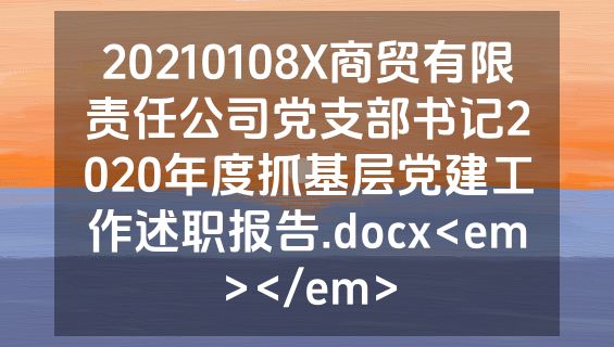 20210108X商贸有限责任公司党支部书记2020年度抓基层党建工作述职报告.docx<em></em>