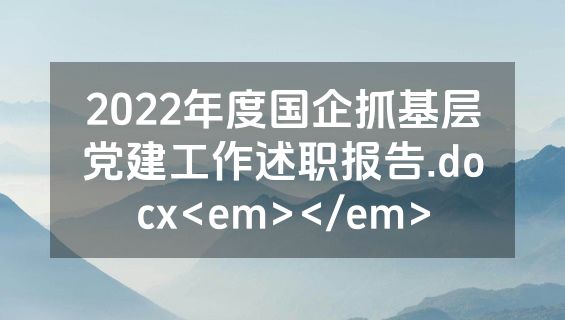 2022年度国企抓基层党建工作述职报告.docx<em></em>