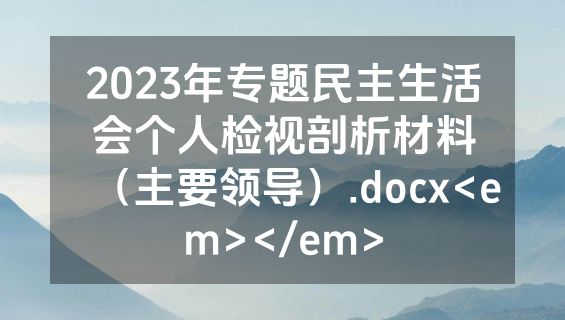 2023年专题民主生活会个人检视剖析材料（主要领导）.docx<em></em>