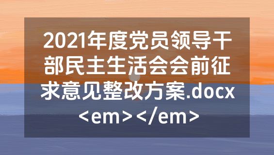 2021年度党员领导干部民主生活会会前征求意见整改方案.docx<em></em>