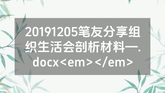 20191205笔友分享组织生活会剖析材料—.docx<em></em>