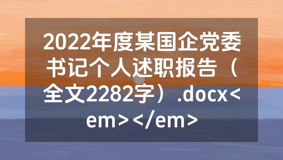 2022年度某国企党委书记个人述职报告（全文2282字）.docx<em></em>
