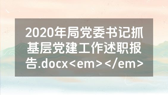 2020年局党委书记抓基层党建工作述职报告.docx<em></em>