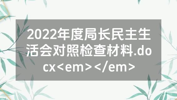 2022年度局长民主生活会对照检查材料.docx<em></em>