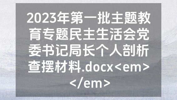 2023年第一批主题教育专题民主生活会党委书记局长个人剖析查摆材料.docx<em></em>