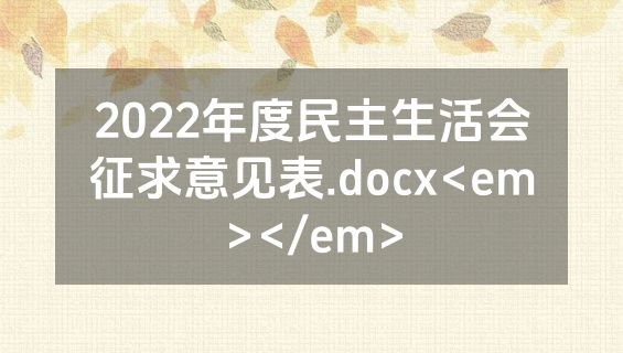 2022年度民主生活会征求意见表.docx<em></em>