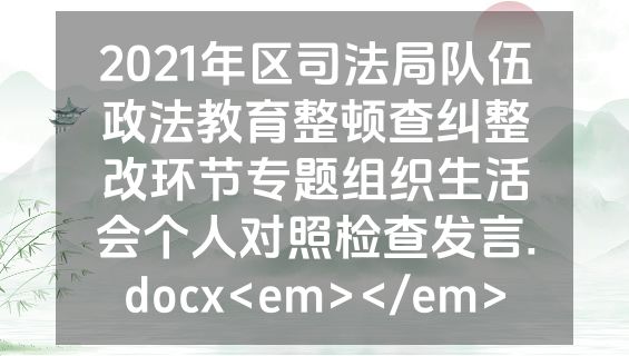 2021年区司法局队伍政法教育整顿查纠整改环节专题组织生活会个人对照检查发言.docx<em></em>