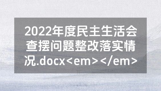 2022年度民主生活会查摆问题整改落实情况.docx<em></em>