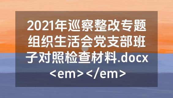2021年巡察整改专题组织生活会党支部班子对照检查材料.docx<em></em>