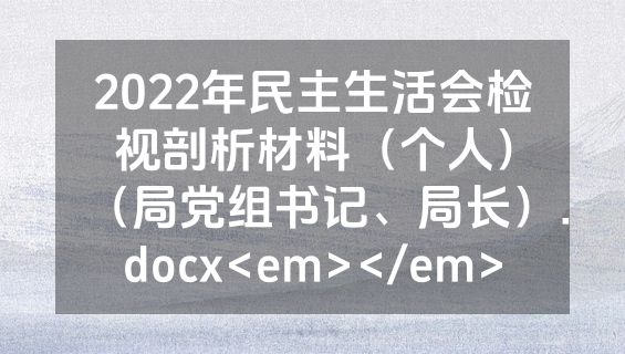 2022年民主生活会检视剖析材料（个人）（局党组书记、局长）.docx<em></em>