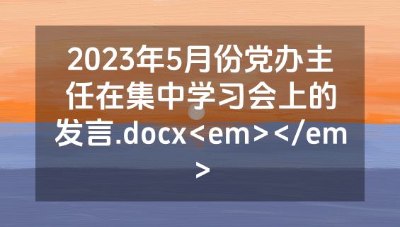 2023年5月份党办主任在集中学习会上的发言.docx<em></em>
