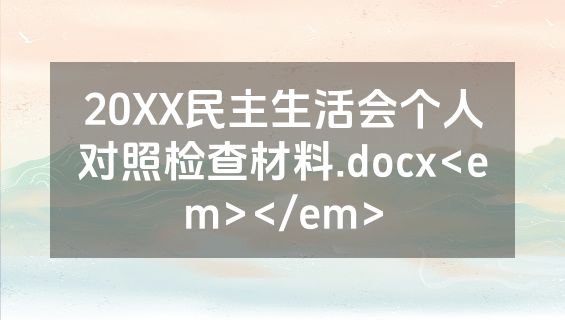 20XX民主生活会个人对照检查材料.docx<em></em>