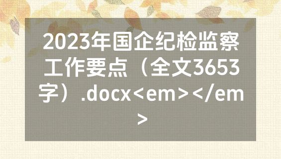 2023年国企纪检监察工作要点（全文3653字）.docx<em></em>