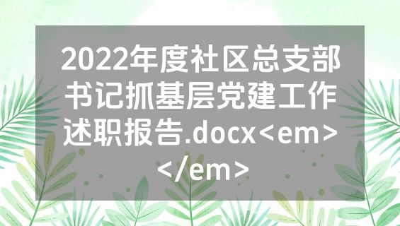 2022年度社区总支部书记抓基层党建工作述职报告.docx<em></em>