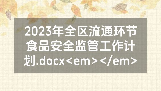 2023年全区流通环节食品安全监管工作计划.docx<em></em>