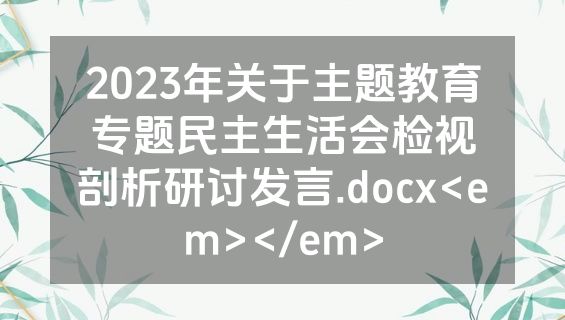2023年关于主题教育专题民主生活会检视剖析研讨发言.docx<em></em>