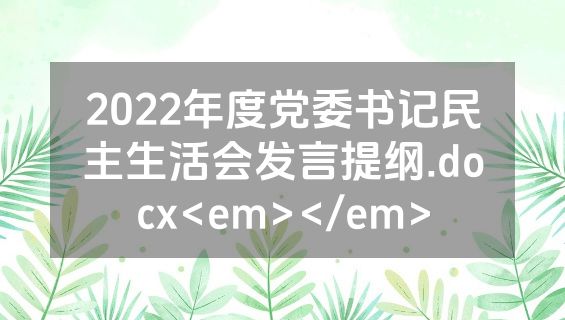 2022年度党委书记民主生活会发言提纲.docx<em></em>