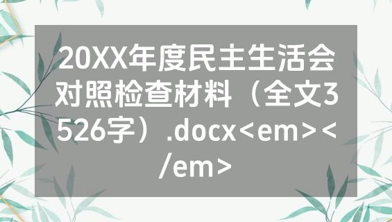20XX年度民主生活会对照检查材料（全文3526字）.docx<em></em>