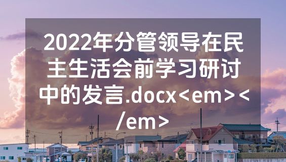2022年分管领导在民主生活会前学习研讨中的发言.docx<em></em>