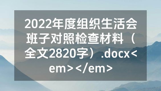 2022年度组织生活会班子对照检查材料（全文2820字）.docx<em></em>