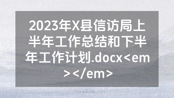2023年X县信访局上半年工作总结和下半年工作计划.docx<em></em>
