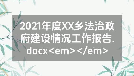 2021年度XX乡法治政府建设情况工作报告.docx<em></em>