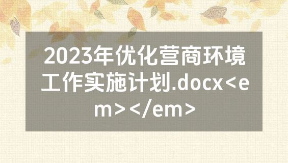 2023年优化营商环境工作实施计划.docx<em></em>