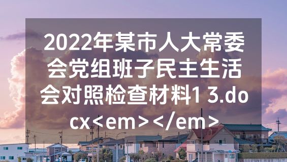 2022年某市人大常委会党组班子民主生活会对照检查材料1 3.docx<em></em>