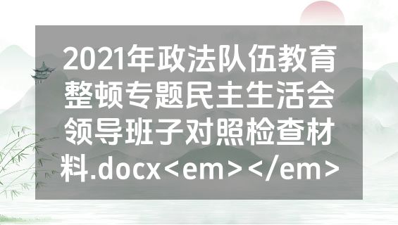2021年政法队伍教育整顿专题民主生活会领导班子对照检查材料.docx<em></em>