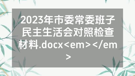 2023年市委常委班子民主生活会对照检查材料.docx<em></em>