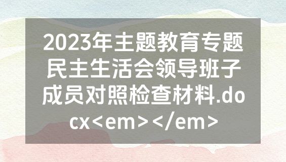 2023年主题教育专题民主生活会领导班子成员对照检查材料.docx<em></em>