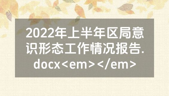 2022年上半年区局意识形态工作情况报告.docx<em></em>