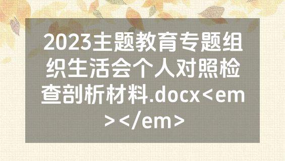 2023主题教育专题组织生活会个人对照检查剖析材料.docx<em></em>