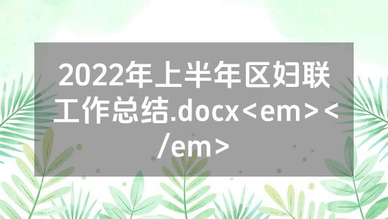 2022年上半年区妇联工作总结.docx<em></em>