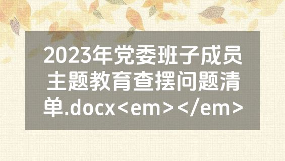 2023年党委班子成员主题教育查摆问题清单.docx<em></em>
