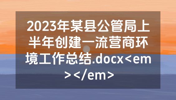 2023年某县公管局上半年创建一流营商环境工作总结.docx<em></em>
