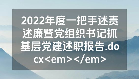 2022年度一把手述责述廉暨党组织书记抓基层党建述职报告.docx<em></em>