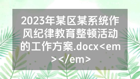 2023年某区某系统作风纪律教育整顿活动的工作方案.docx<em></em>